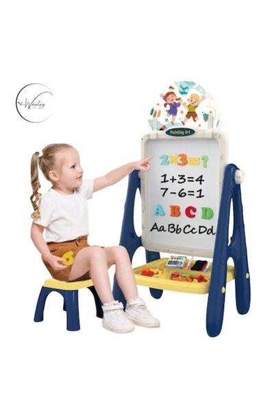 e-Wantay Tabla educativa magnetica 2 in 1 e-Wantay, cu scaunel, set accesorii...