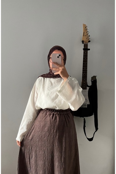 FASİON Patterned Brown Skirt