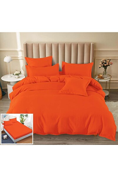 Pucioasa Unicolor bed linen with elastic 6 pieces Fire UE038