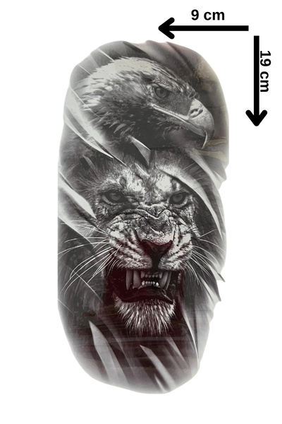 Barly Geçici Aslan Ve Kartal Figürlü Dövme Tattoo