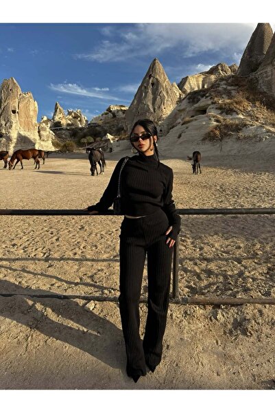 orjinal blue b Set tricot cu mâneci decupate pentru degete