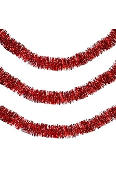 OEM Beteală decorativă pentru brad de Crăciun, roșie, 3 m