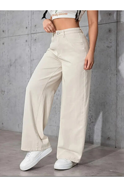 beeke Γυναικεία τζιν της δεκαετίας του '90 φαρδύ μπατζάκι ελαστικό ύφασμα Άνετα τζιν με ψηλόμεσο φαρδύ πόδι, φαρδύ παντελόνι τζιν Palazzo