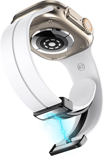 Lamshaw Silicone Magnetic Watch Band (22mm) - Quick Release, Magnetic Buckle White