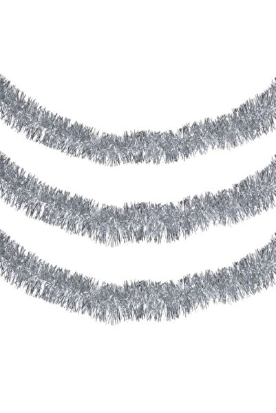 ANTBRO beteală decorativă de Crăciun argintie, 3m x 7cm