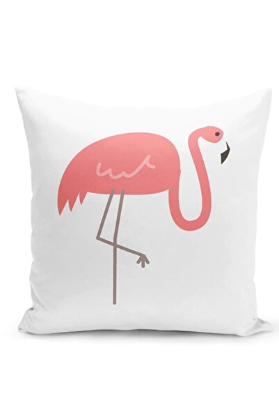 Generic وسادة رمي مقاس 16 × 16 بوصة للديكور المنزلي مع حشو وسادة طائر الفلامنغو الوردي لمحبي الطيور Loud Univers