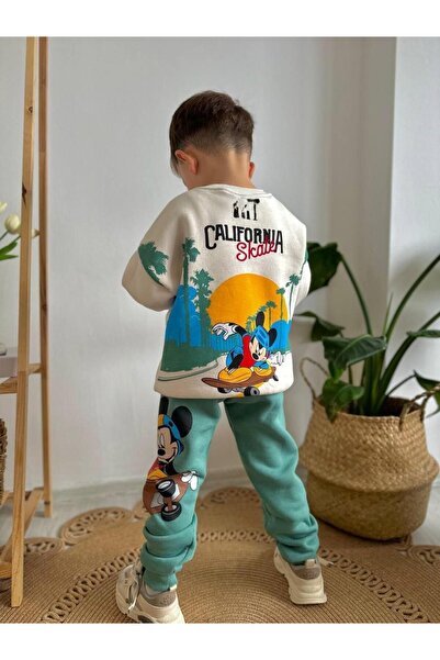 Prime Butik Green and White Colored Cotton Bottom and Top 2-Piece Set