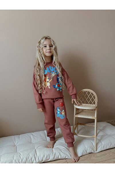 MİNİKO KİDS Girl's Bluey Model 3-Ply Shar Fleece-Lined Ofman Set