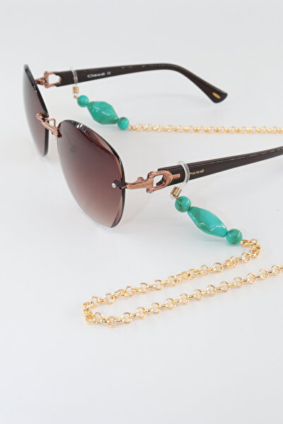 KEEBA Traces of Elegance Women's Glasses Chain. Gold-Colored Beaded Glasses Rope Strap Sparkling Accessory