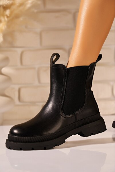 Joana Ghete negre din piele ecologică pentru femei, căptușite, Kateryna