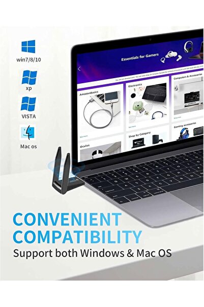 LinJie محول واي فاي لاسلكي USB AC1300 ثنائي النطاق 2.4/5 جيجاهرتز 5 ديسيبل لأ...