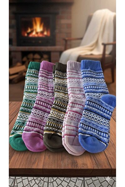 SOFT BAMBU ÇORAP KIŞLIK, KALIN, RENGAREK DESENLİ ÇORAPLAR (%80 BAMBU)