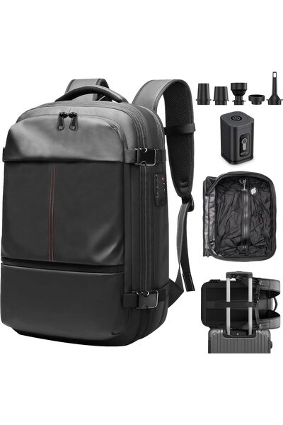 Relax Smart Celpack Air Pack Vacuum Backpack with Pump, Anti-Theft Travel Laptop Backpack, Black, L