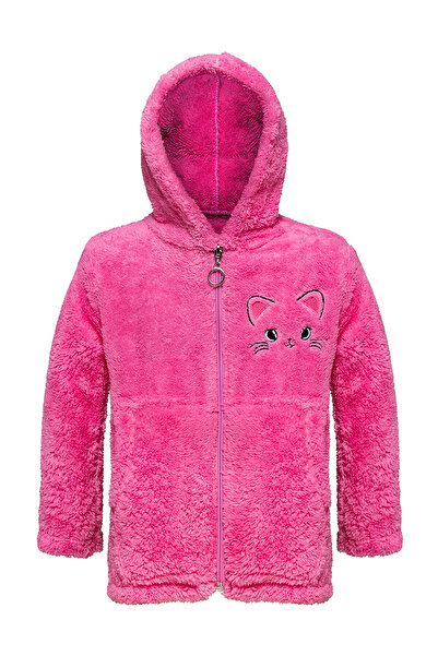 EtkiModa Girl's Fuchsia Hooded Plush Jacket