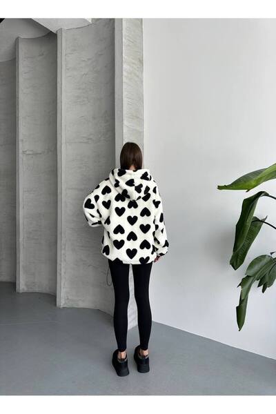 SUN STYLE KALP DESENLİ & ASTARLI KUZU LASTİK ve KAPÜŞON ÖZEL DETAY PELUŞ MONT