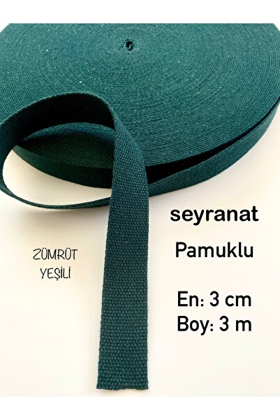 seyranat Zümrüt-Orman Yeşili 3 Metre Eni 3 Cm Pamuklu Cüzdan-Çanta Askısı, Sa...