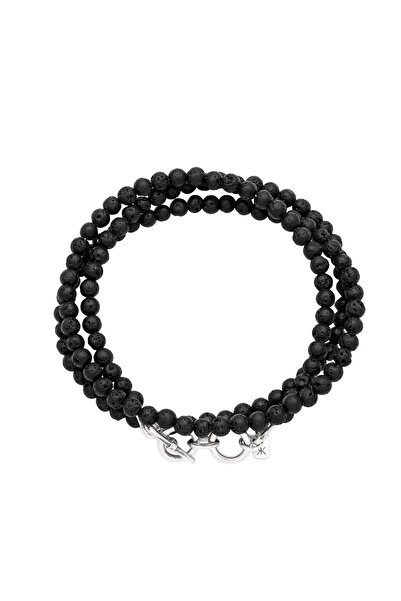 KUZZOI Bracelet Bracelet Men Lava Black 925 Sterling Silver 19 cm
