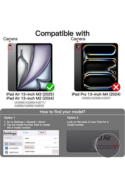 JETech جراب حماية شفاف لجهاز iPad Air مقاس 13 بوصة (M3/M2) - نحيف مضاد للاصفرار ومقاوم للصدمات