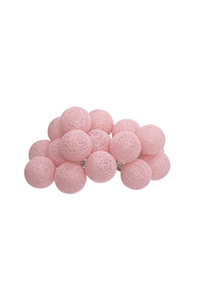 Other Ghirlandă LED cu bile de bumbac roz, 16 bile, alimentată cu baterii