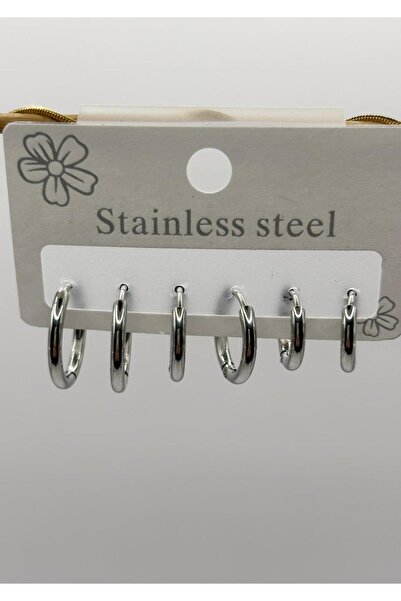 aurora dükkan Steel Silver Color Thin Hoop Earrings