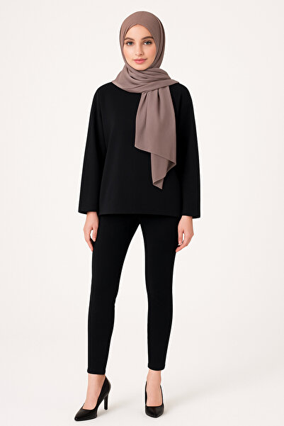 SETRİCA Modal Kumaş oversized Basic Μαύρο Φούτερ