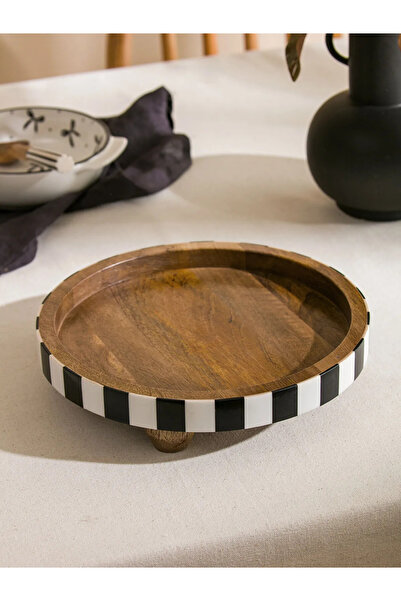 LC Waikiki LCW HOME Kahverengi YEBU Ayaklı Ahşap Sunum Tabağı 25 Cm