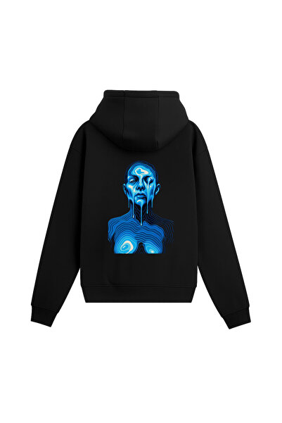 Infire clothing Unisex Oversized Blue Hoodie Black