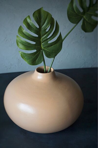 MURANO Modern Bej Seramik Görünümlü Dekoratif Vazo – Minimal Tarz Ev Aksesuarı