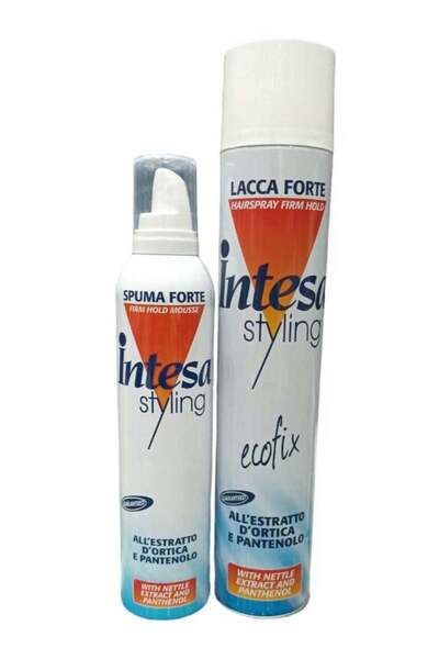Intesa مثبت شعر ٥٠٠ مل ورغوة شعر ٣٠٠ مل — مستخلص نبات القراص والبازلانول