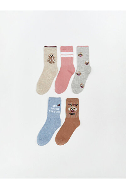 LC Waikiki Vizyon New Season Patterned Girls' Socks 5-Piece Set