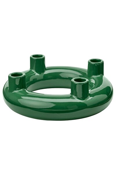 IKEA VINTERFINT Candlestick for 4 candles, rounded, dark green, 8 cm