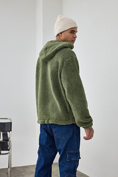 İLKCET MODA Βασικό με κουκούλα oversized Φούτερ από βελούδινο ύφασμα