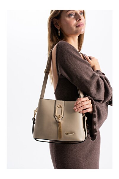 Sanmorris Gold Detaylı 3 Bölmeli Omuz & Çapraz Çanta 1438