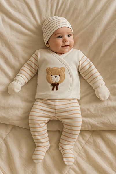 MYZİ STORE Newborn Baby 5-Piece Hospital Release Set – 100% Cotton – Embroidered – Special Box for First Day