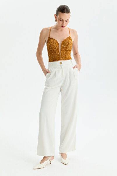 Promise by Yıldırım Hardal Sarısı Dantel Top Crop