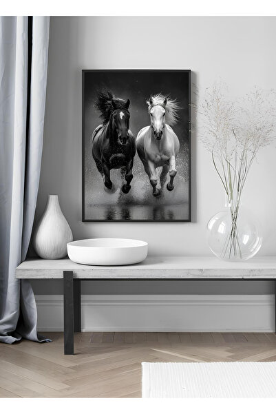 ARTCASTLE Tablou simplu cu ramă din lemn, alb-negru AT