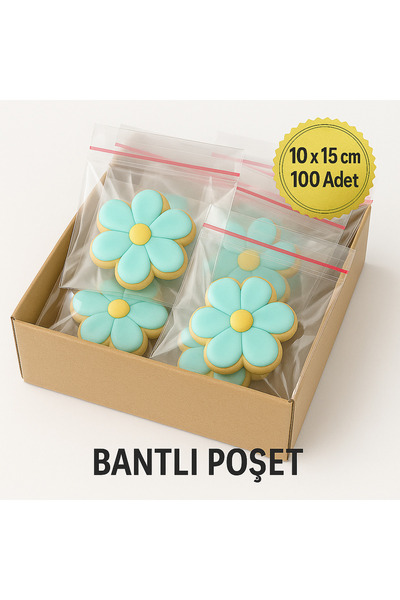 DİYA3 100 lü Kurabiye Şeker Parti Baby Shower Doğum günü Hediyelik Kendinden Yapışkanlı Jelatin Poşet