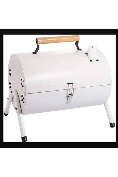 Smart Kitchen Portable charcoal grill for trips and camping, white color