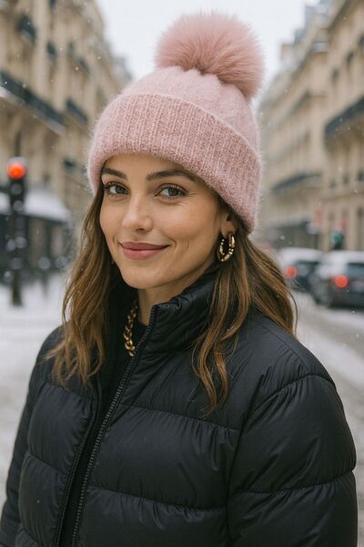 BALIENTE Beretă pentru femei cu pompon roz