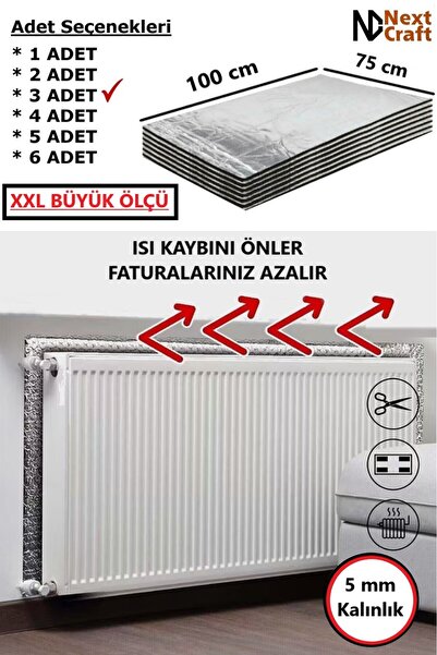 Next Craft Petek Arkası Isı Yalıtım Levhası 3 Adet XXL 100x75 cm 5 mm Kalınlı...