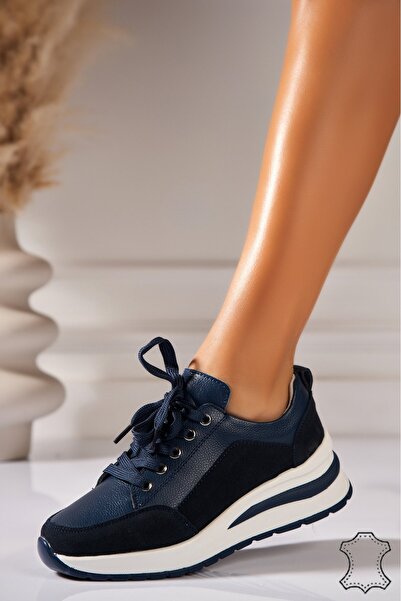 Joana Kynlei Navy Blue Leather Sneakers