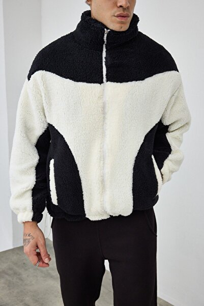 İLKCET MODA συνδυασμός υφασμάτων oversized Παλτό διπλού χρώματος βελούδινο