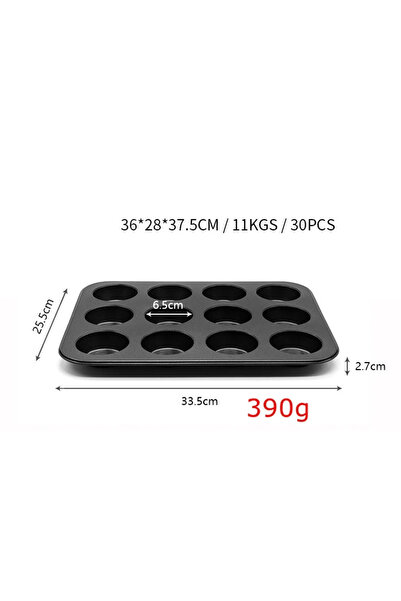 EVİMA 12-Piece Black Color Fireproof Non-Stick Muffin Cake Mold