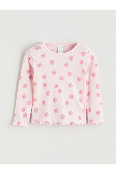 LC Waikiki Pink Crew Neck Printed Baby Girl Blouse and Leggings 2-Piece