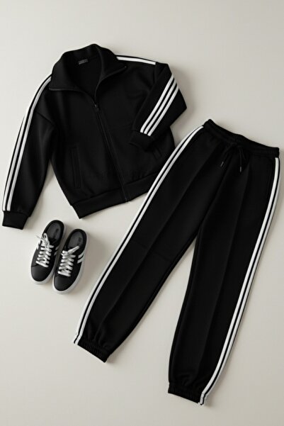 legends butik Unisex Double Pocket Side Stripe 3 Thread Ş Fleece-Lined Cardig...