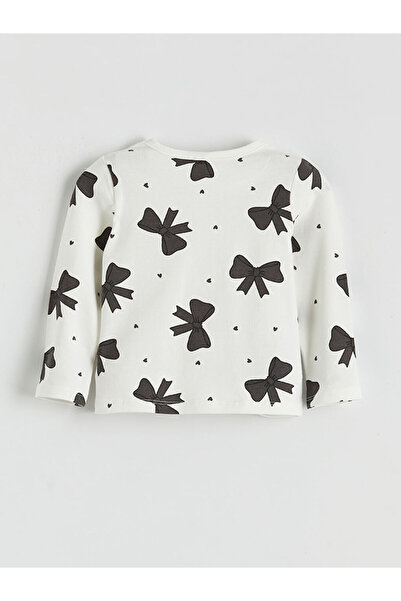 LC Waikiki Crew Neck Bow Printed Baby Girl T-Shirt and Leggings