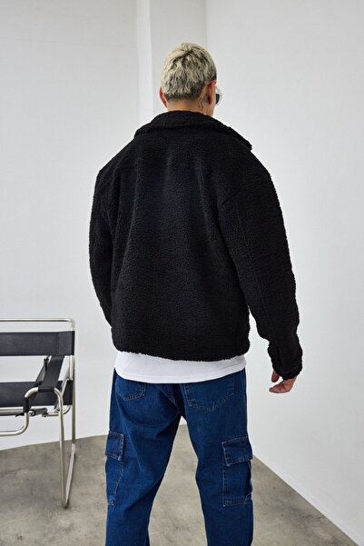 İLKCET MODA oversized Λούτρινο παλτό με επένδυση και φερμουάρ