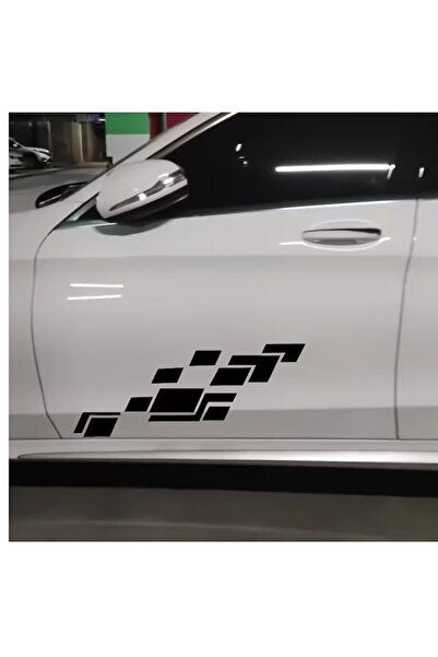 Oracal Set of 2 car stickers left and right, waterproof and UV resistant, square pattern, red, 40cm