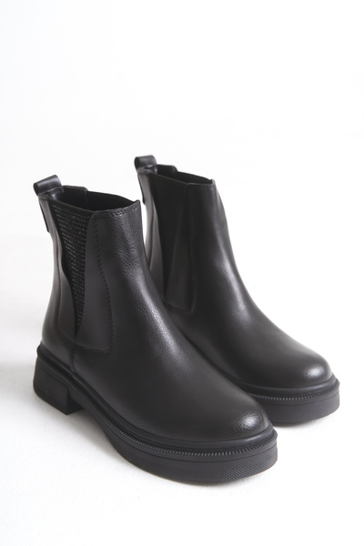 LEVONYA حذاء نسائي مطاطي مسطح باللون الأسود