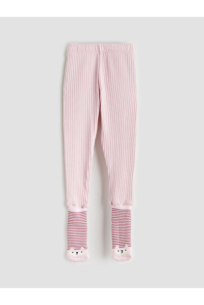 LC Waikiki Beli Lastikli Kız Bebek Çoraplı Pijama Alt